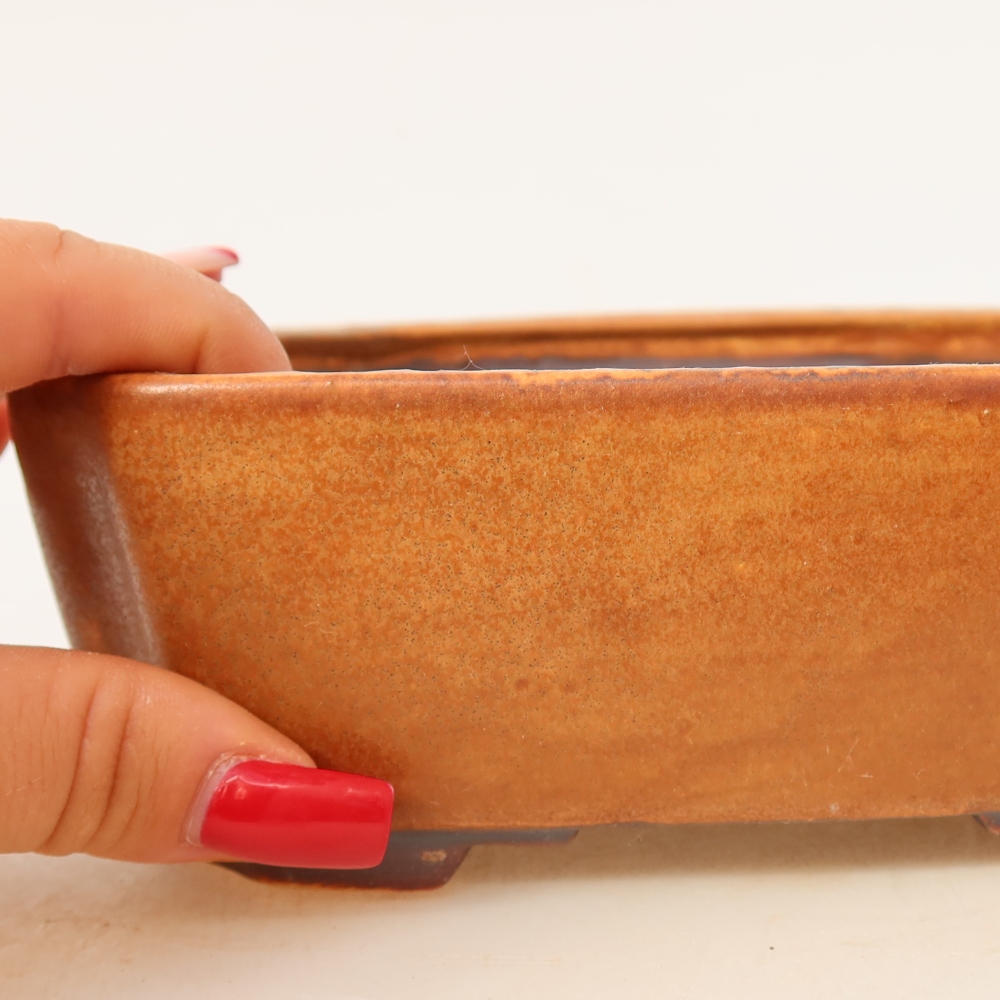 Bonsaischaal van keramiek 17,5 x 14,5 x 5 cm, bruin