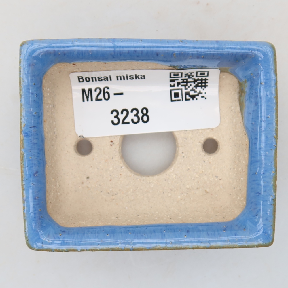 Keramische bonsaipot 6,5 x 6,5 x 2,5 cm, kleur: blauw