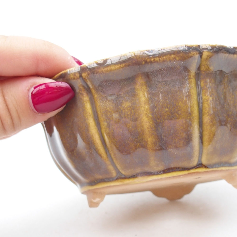 Bonsaischaal van keramiek 11,5 x 11,5 x 5 cm, geel