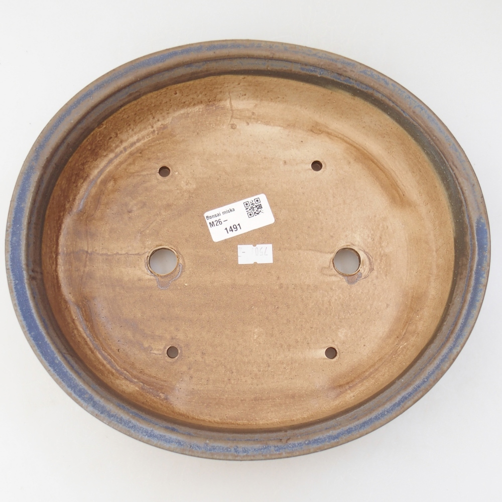 Bonsaischaal van keramiek 26,5 x 23,5 x 5,5 cm, kleur blauw