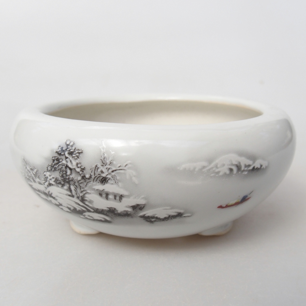 Bonsaischaal van keramiek 10 x 10 x 5 cm, kleur wit