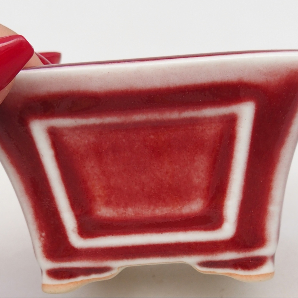 Mini bonsaischaal 8,5 x 8,5 x 6 cm, kleur rood