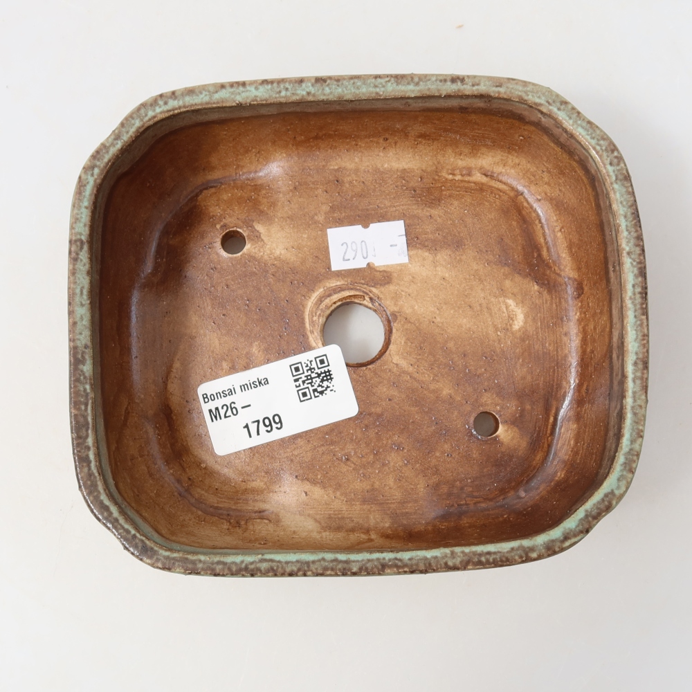 Keramische bonsaipot 14 x 12 x 4 cm, kleur groen