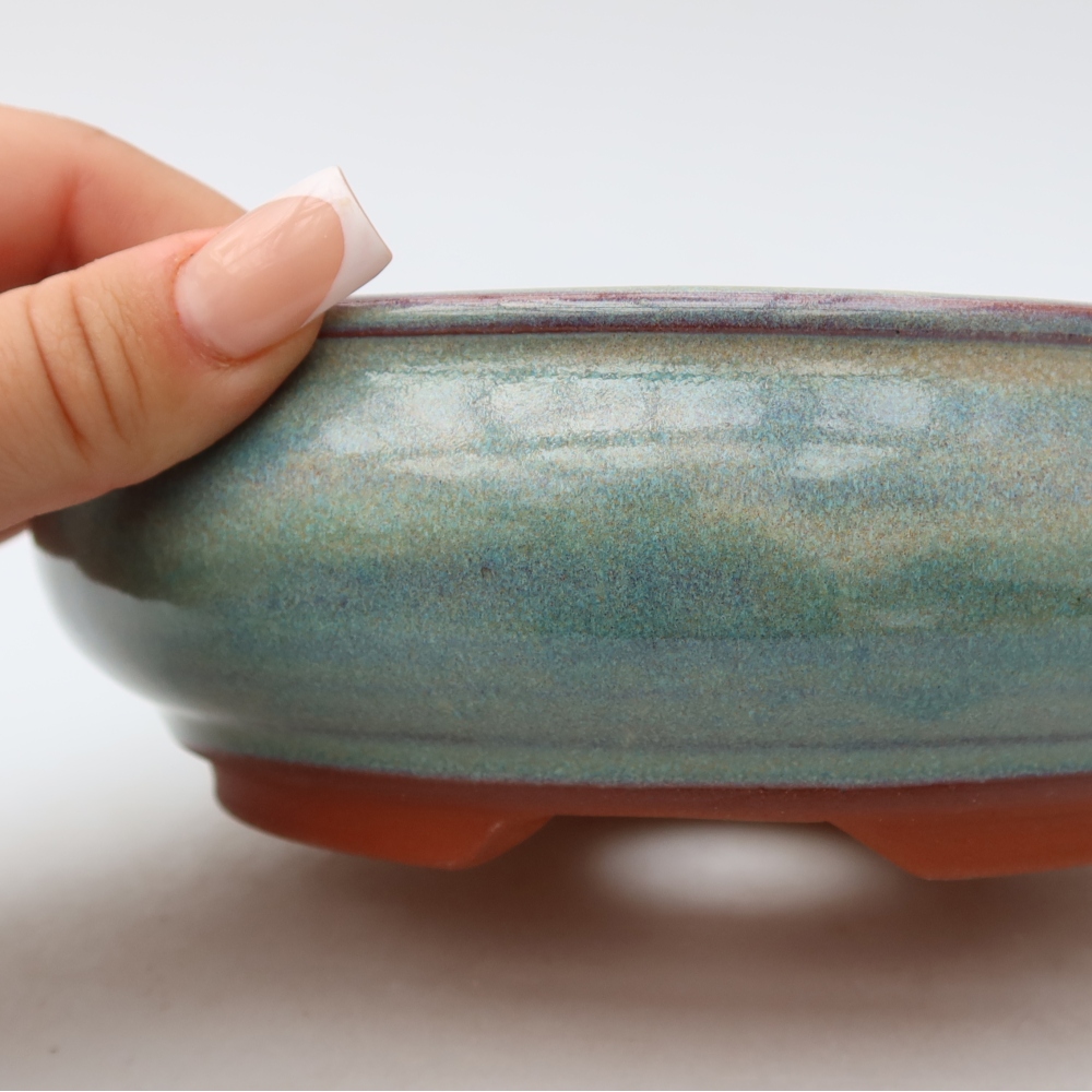 Bonsaischaal van keramiek 17 x 17 x 6 cm, groen