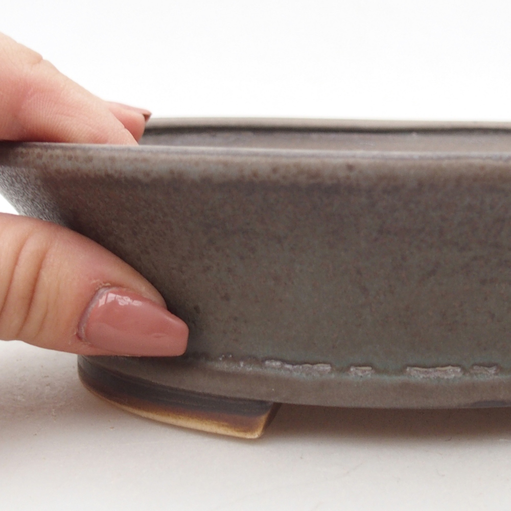 Bonsaischaal van keramiek 17,5 x 16 x 5 cm, kleur blauw