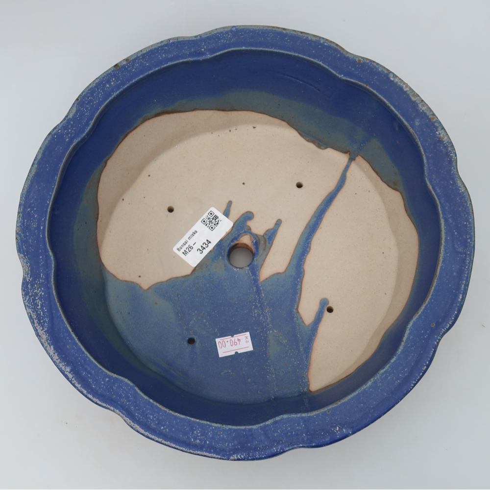 Bonsaischaal van keramiek 26,5 x 26,5 x 8,5 cm, kleur blauw