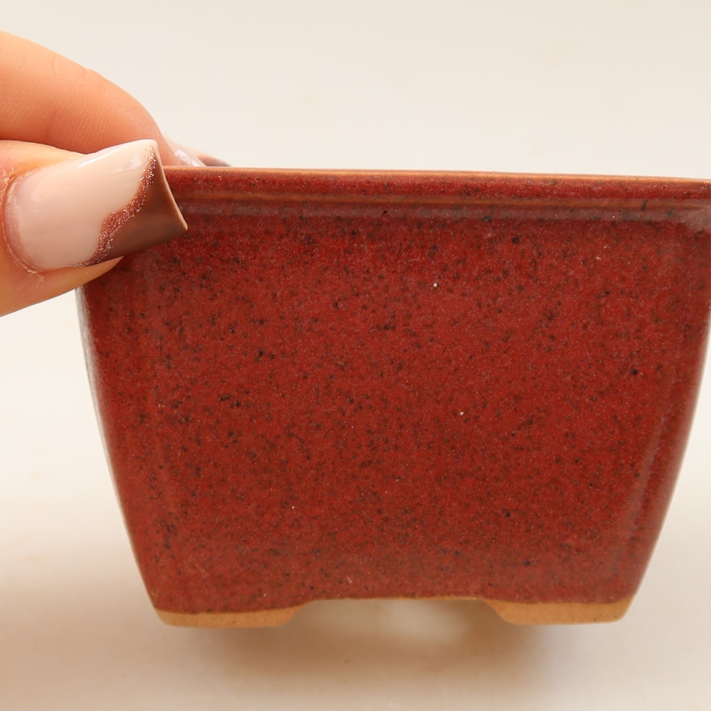 Bonsaischaal van keramiek 8,5 x 8,5 x 5,5 cm, roze