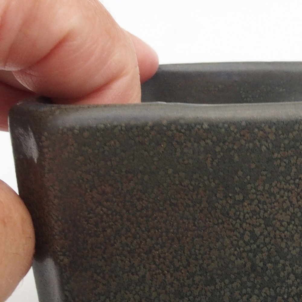 Bonsaischaal van keramiek 9,5 x 9,5 x 7 cm, grijs