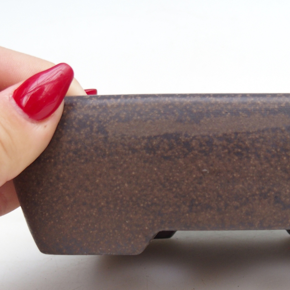 Bonsaischaal van keramiek 14 x 10 x 4,5 cm, kleur okerbruin