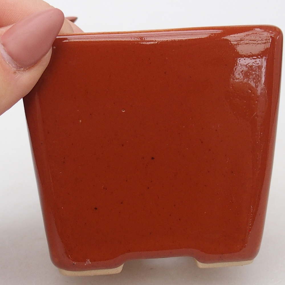 Bonsaischaal van keramiek 7,5 x 7,5 x 7 cm, bruin