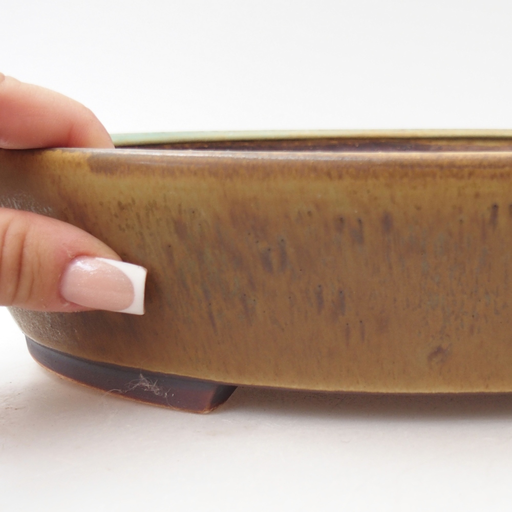 Bonsaischaal van keramiek 28,5 x 25 x 6 cm, groen