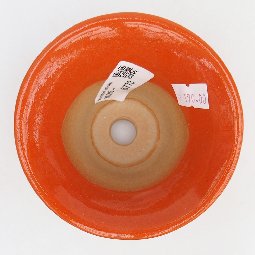 Bonsaischaal van keramiek 10,5 x 10,5 x 7 cm, oranje