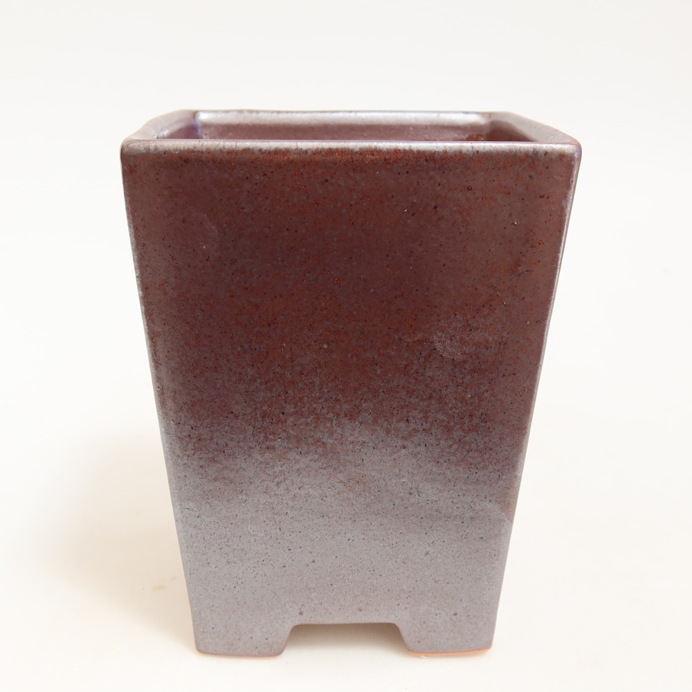 Bonsaischaal van keramiek 9 x 9 x 12,5 cm, metaalkleur