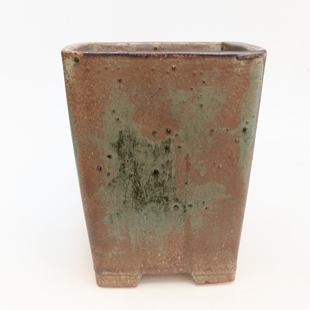 Keramische bonsaipot 15,5 x 15,5 x 19 cm, kleur bruin