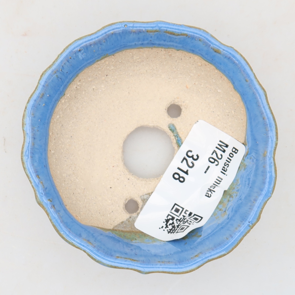 Keramische bonsaischaal 7 x 7 x 2,5 cm, kleur: blauw