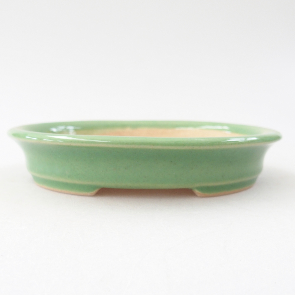Bonsaischaal van keramiek 12,5 x 10,5 x 2 cm, groen