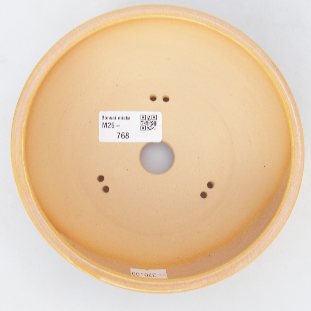 Bonsaischaal van keramiek 16 x 16 x 6 cm, kleur bruin-geel