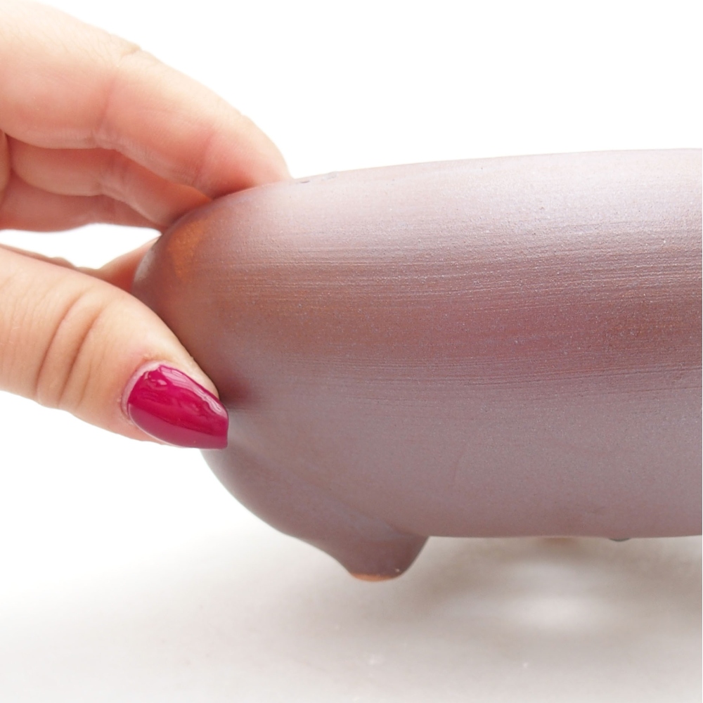 Bonsaischaal van keramiek 14 x 14 x 6,5 cm, metaalkleur