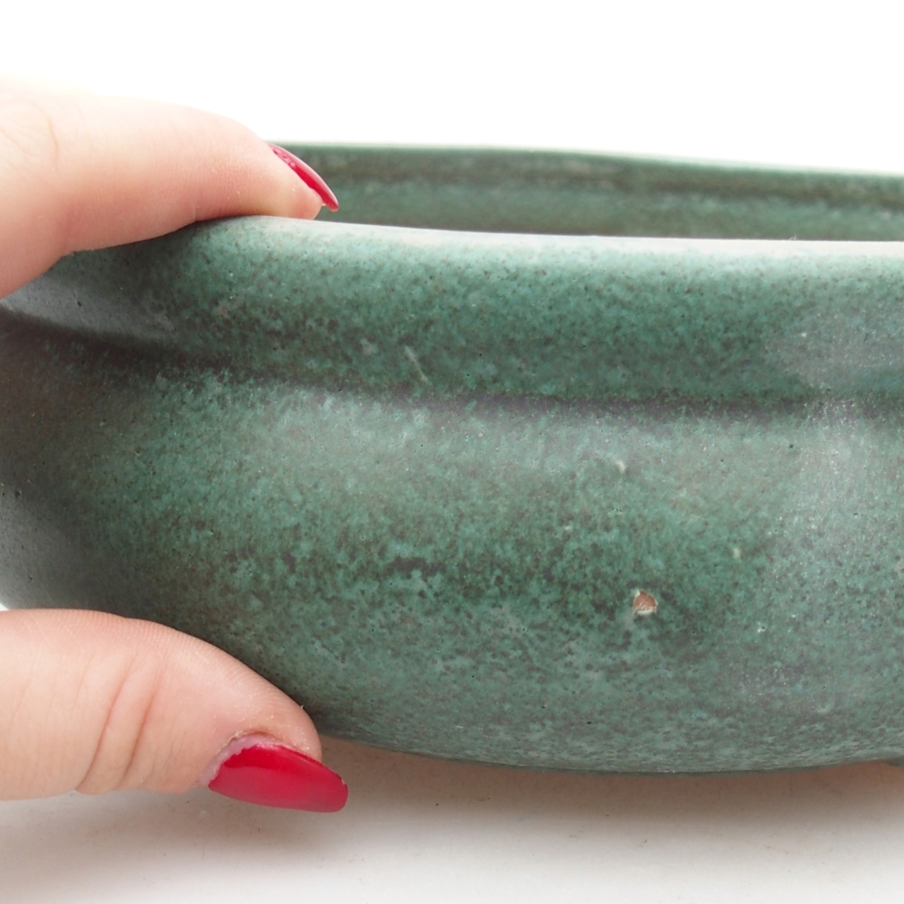 Bonsaischaal van keramiek 24 x 24 x 8 cm, groen