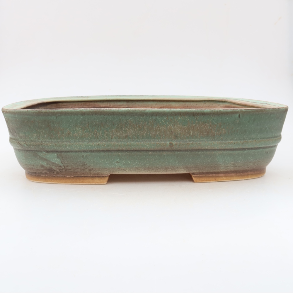 Keramische bonsaischaal 30 x 24,5 x 7,5 cm, kleur: groen