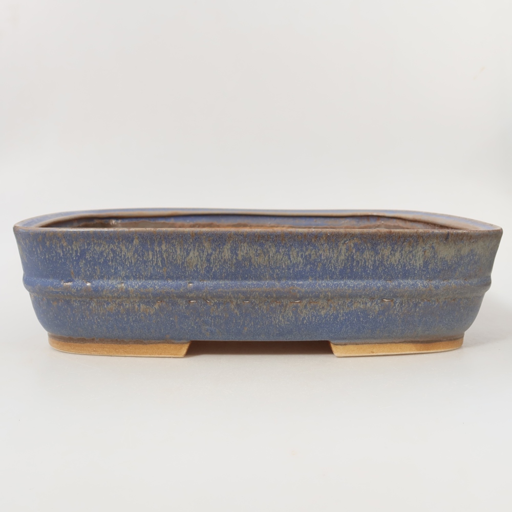 Bonsaischaal van keramiek 29,5 x 25 x 7 cm, kleur blauw