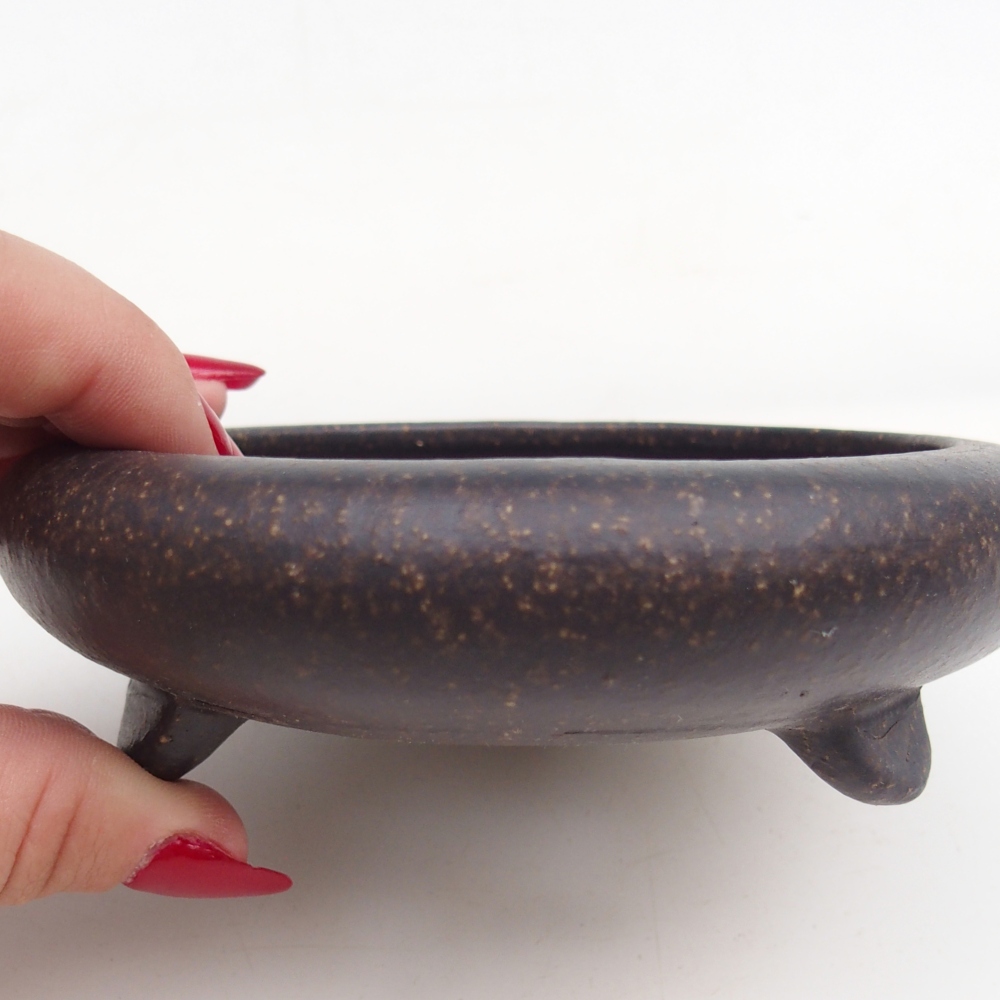 Bonsaischaaltje van keramiek 11,5 x 11,5 x 4 cm, okerbruin