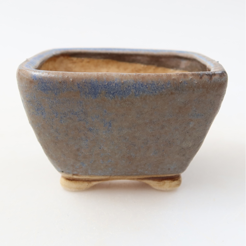 Keramische bonsaischaal 6 x 6 x 4 cm, kleur: blauw