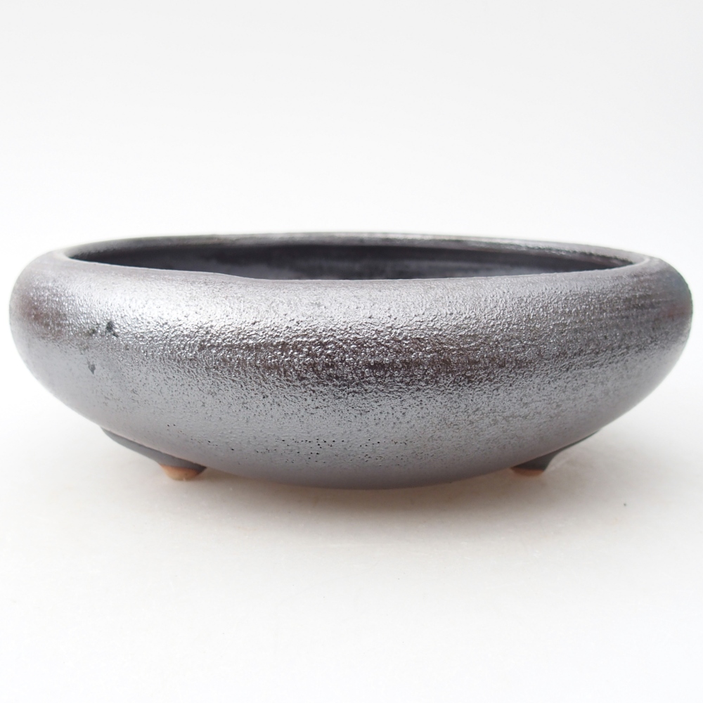 Bonsaischaal van keramiek 20 x 20 x 7 cm, metaalkleur