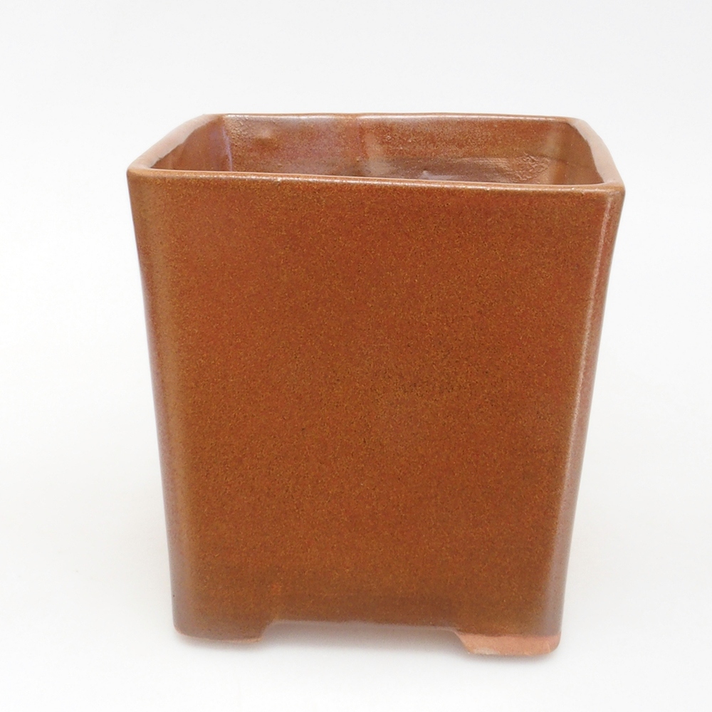 Bonsaischaal van keramiek 13 x 13 x 13,5 cm, bruin