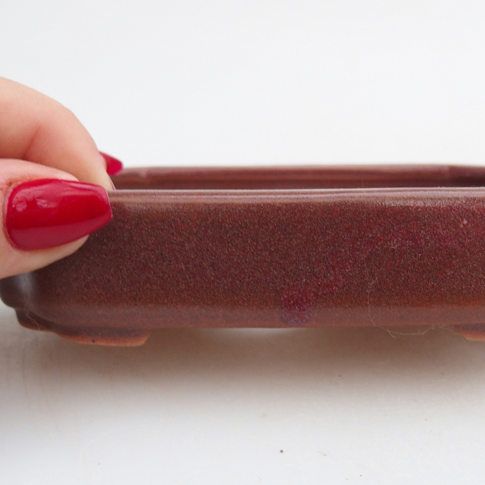 Bonsaischaal van keramiek 26 x 26 x 8 cm, kleur rood