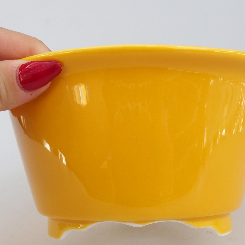 Bonsaischaal van keramiek 16 x 16 x 8,5 cm, geel