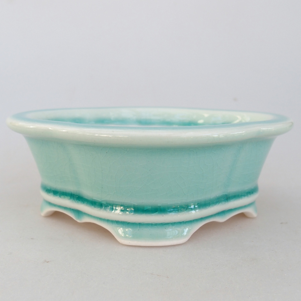 Bonsaischaal van keramiek 13 x 12 x 5 cm, groen