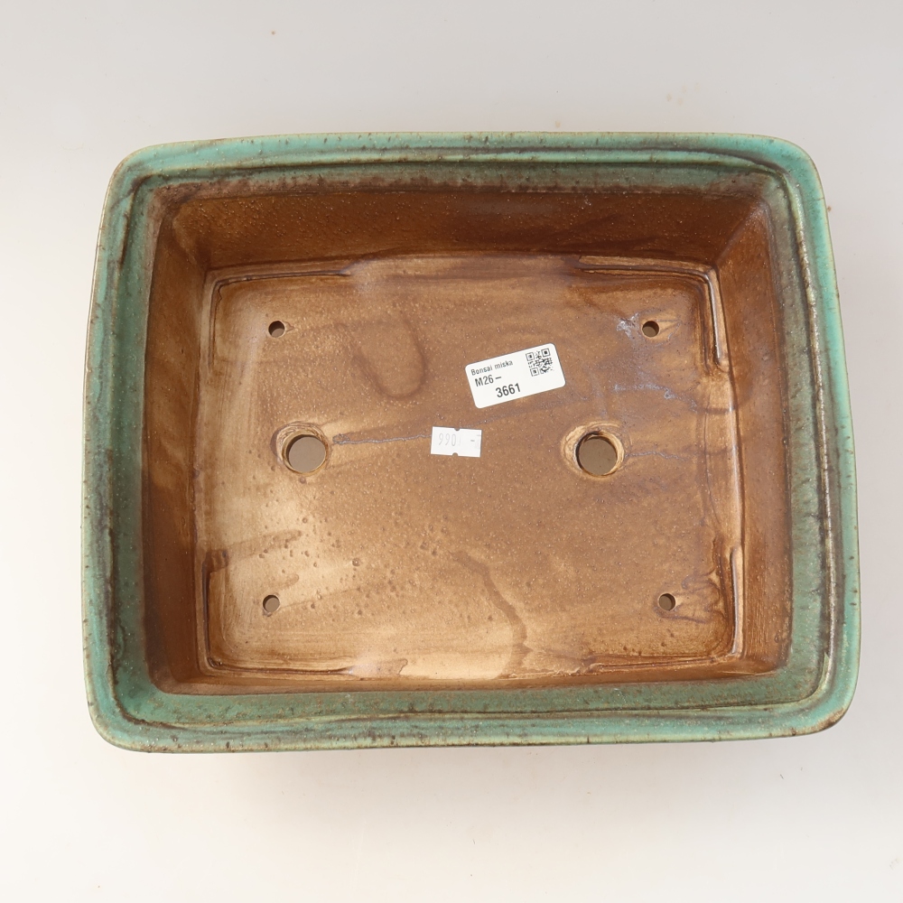 Keramische bonsaischaal 29,5 x 24,5 x 8 cm, kleur: groen