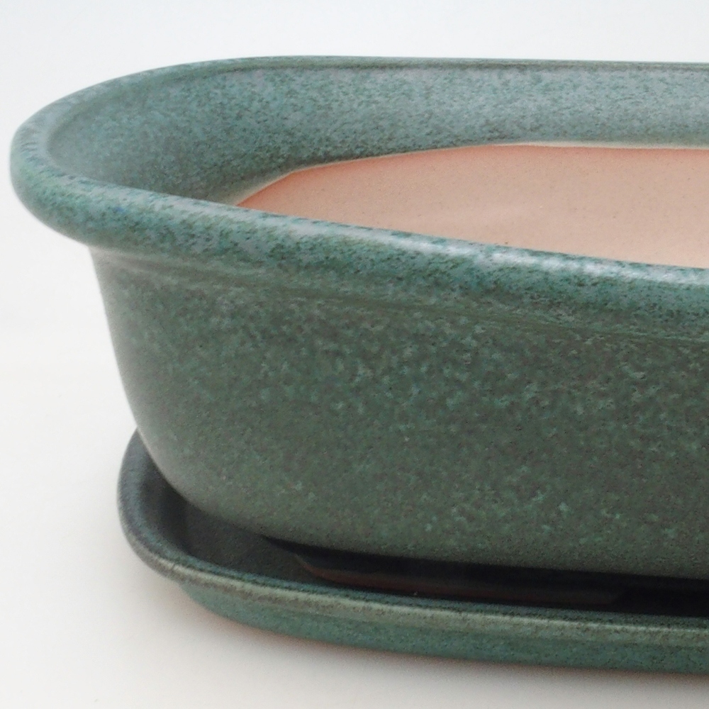 Bonsai kom + schotel H10 - 37 x 28 x 9 cm - groen