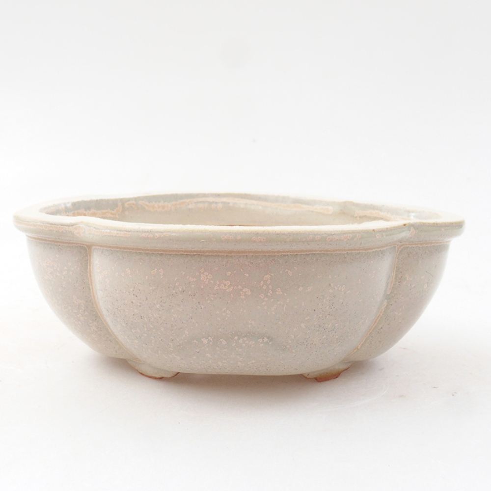 Bonsaischaal van keramiek 12,5 x 10 x 4,5 cm, kleur beige