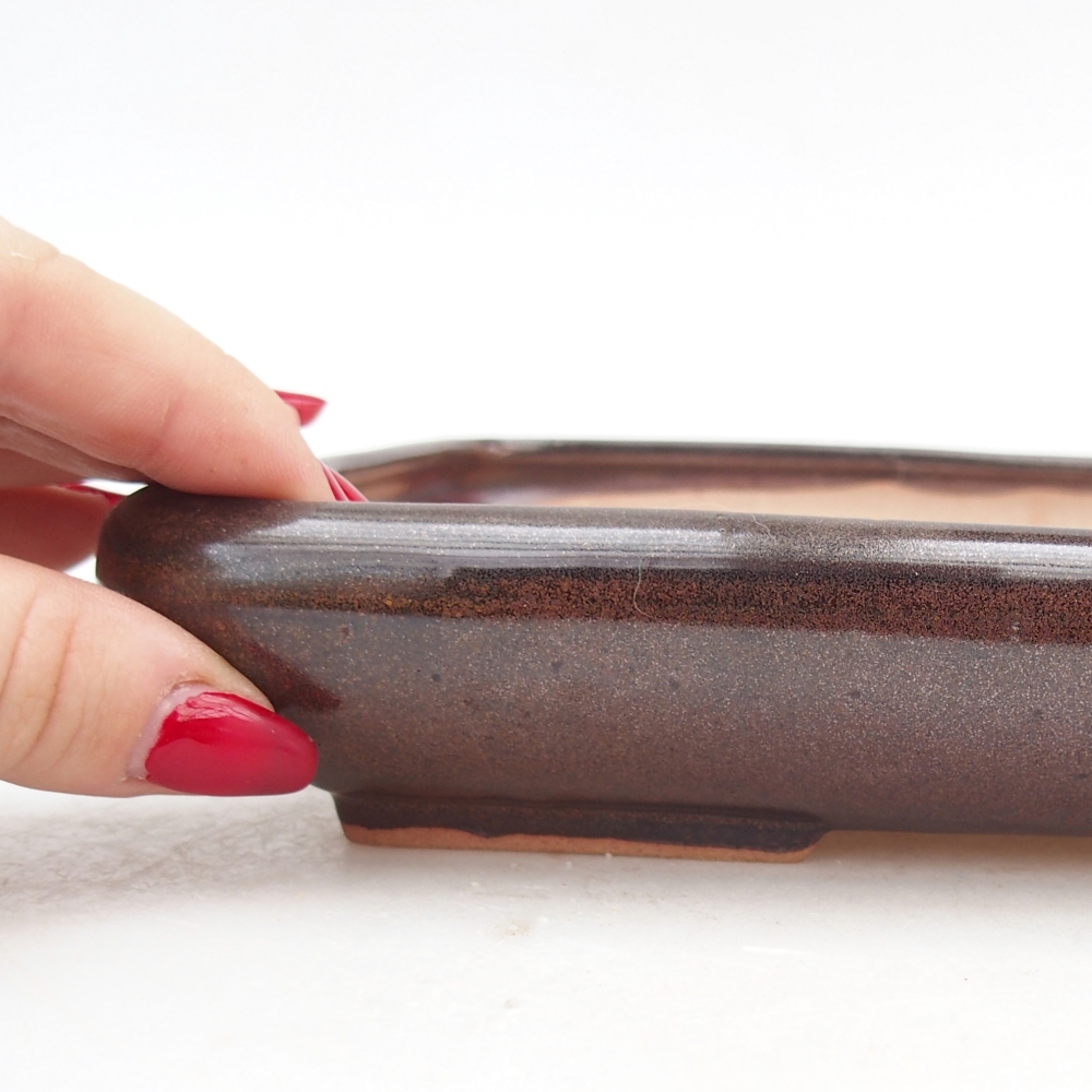 Bonsaischaal van keramiek 24 x 17,5 x 4 cm, bruin