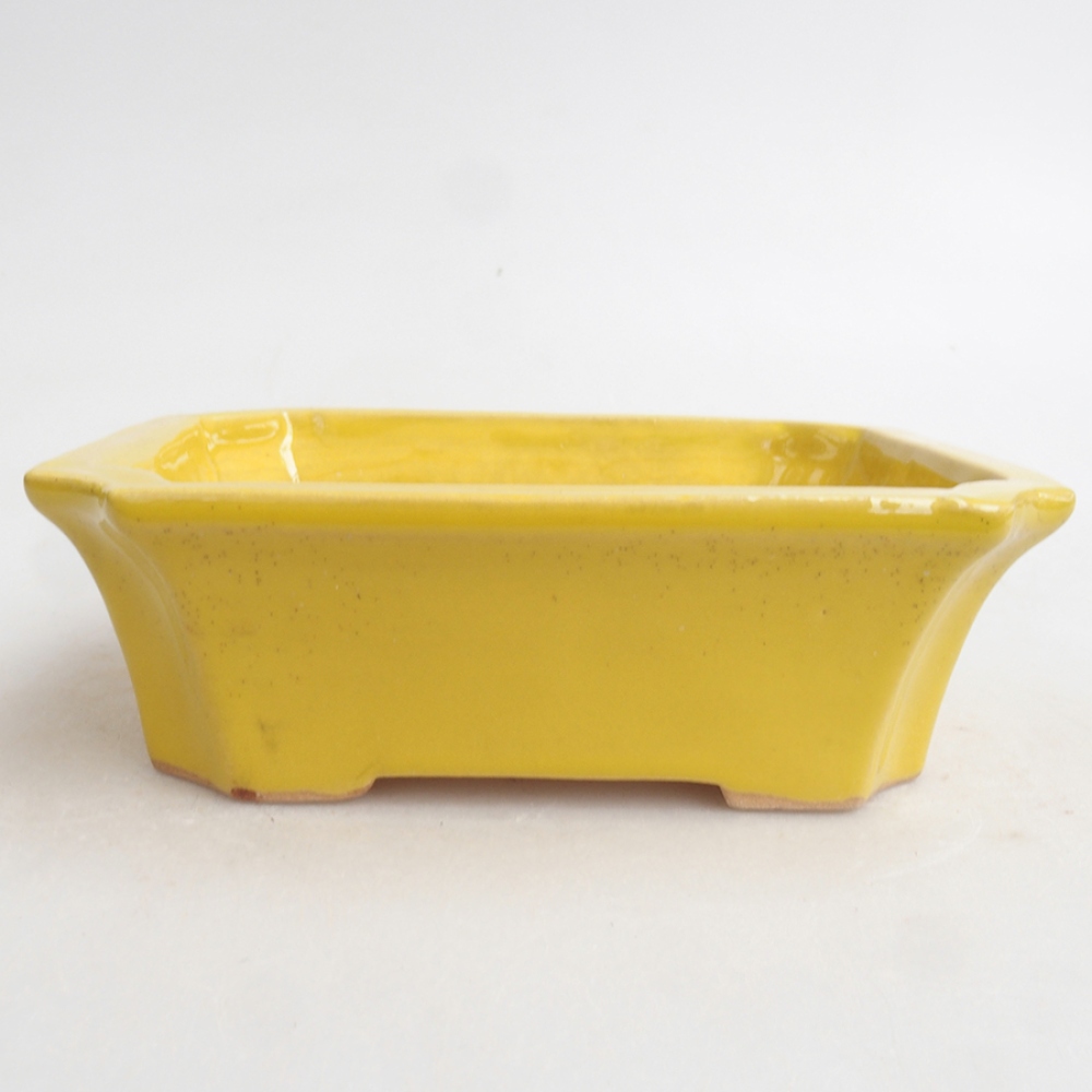 Bonsaischaal van keramiek 13 x 10,5 x 4 cm, geel
