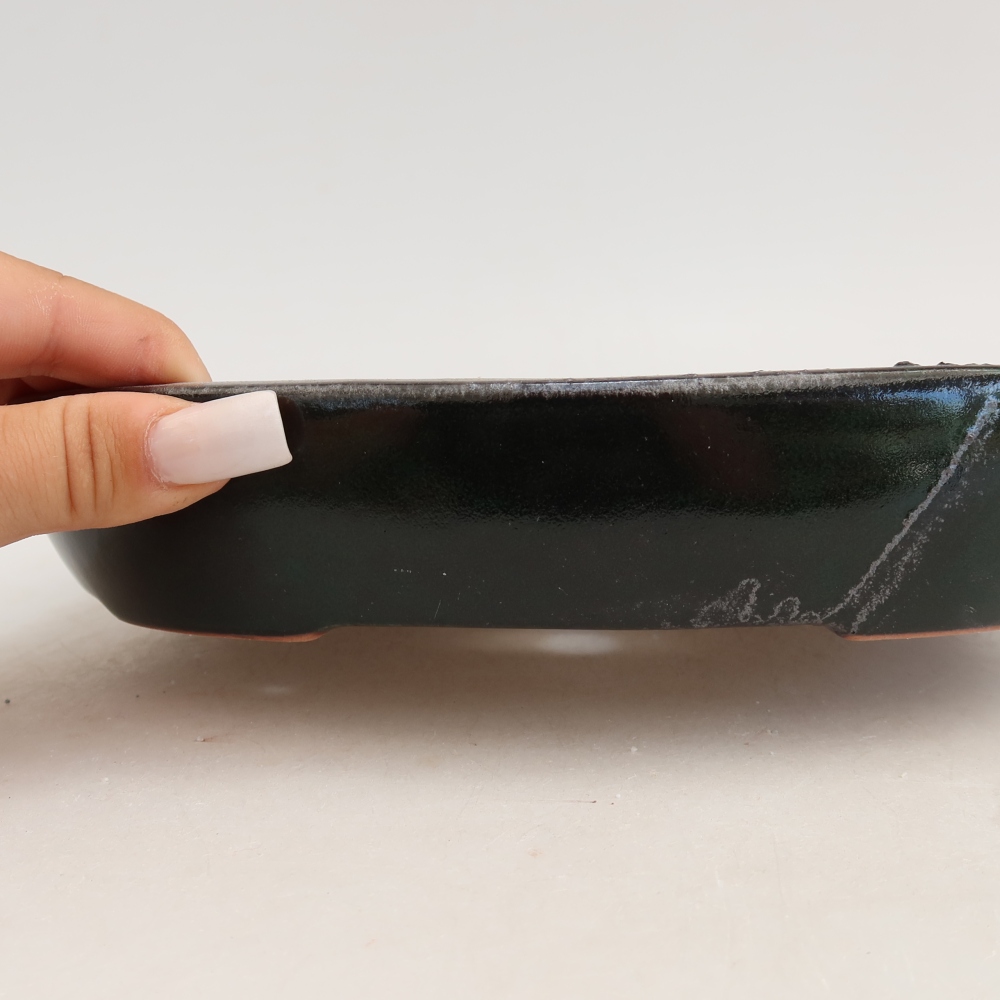 Keramische bonsaipot 22 x 17 x 4 cm, kleur groen