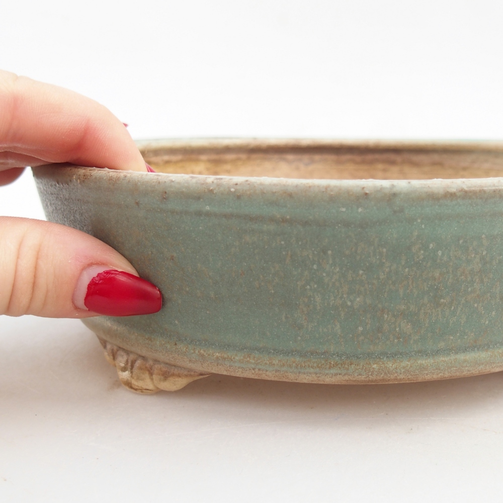 Bonsaischaal van keramiek 18 x 18 x 5 cm, groen