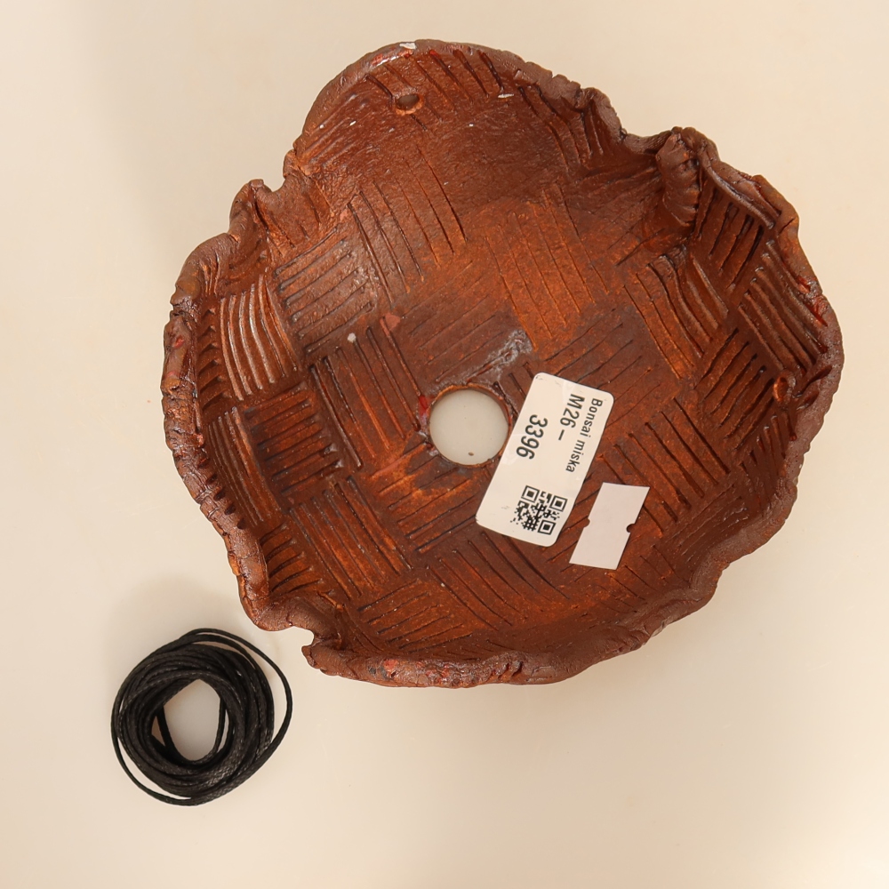 Keramische schaal voor Kokedama, 13,5 x 13 x 7,5 cm, kleur: bruin