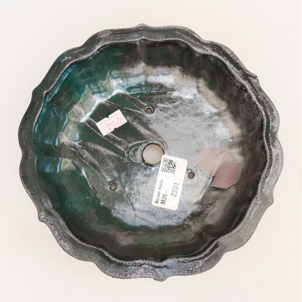 Bonsaischaal van keramiek 18,5 x 18,5 x 5 cm, groen