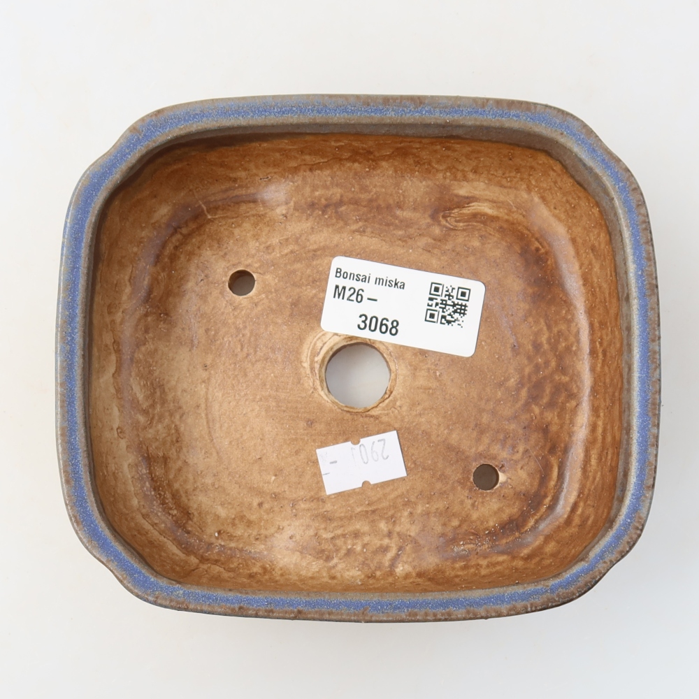 Bonsaischaal van keramiek 13,5 x 12 x 4 cm, kleur blauw