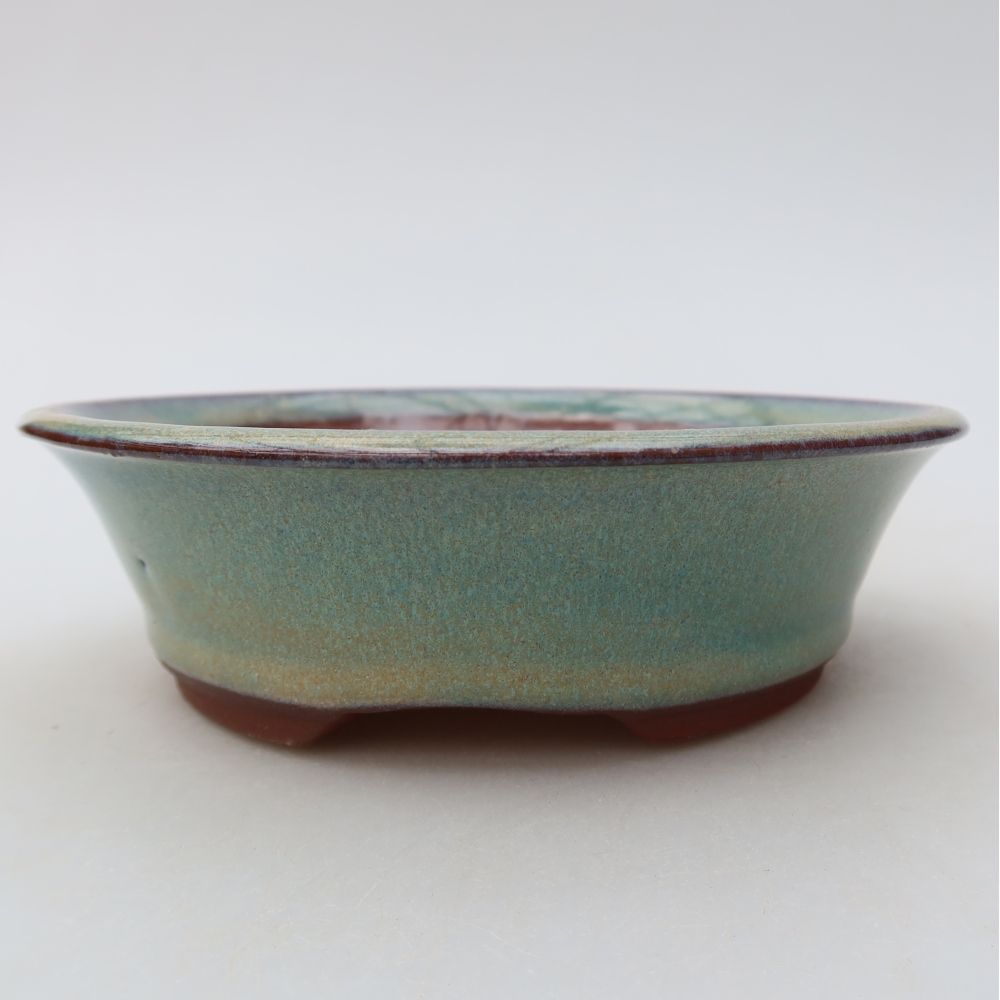 Keramische bonsaipot 14,5 x 14,5 x 4,5 cm, kleur groen