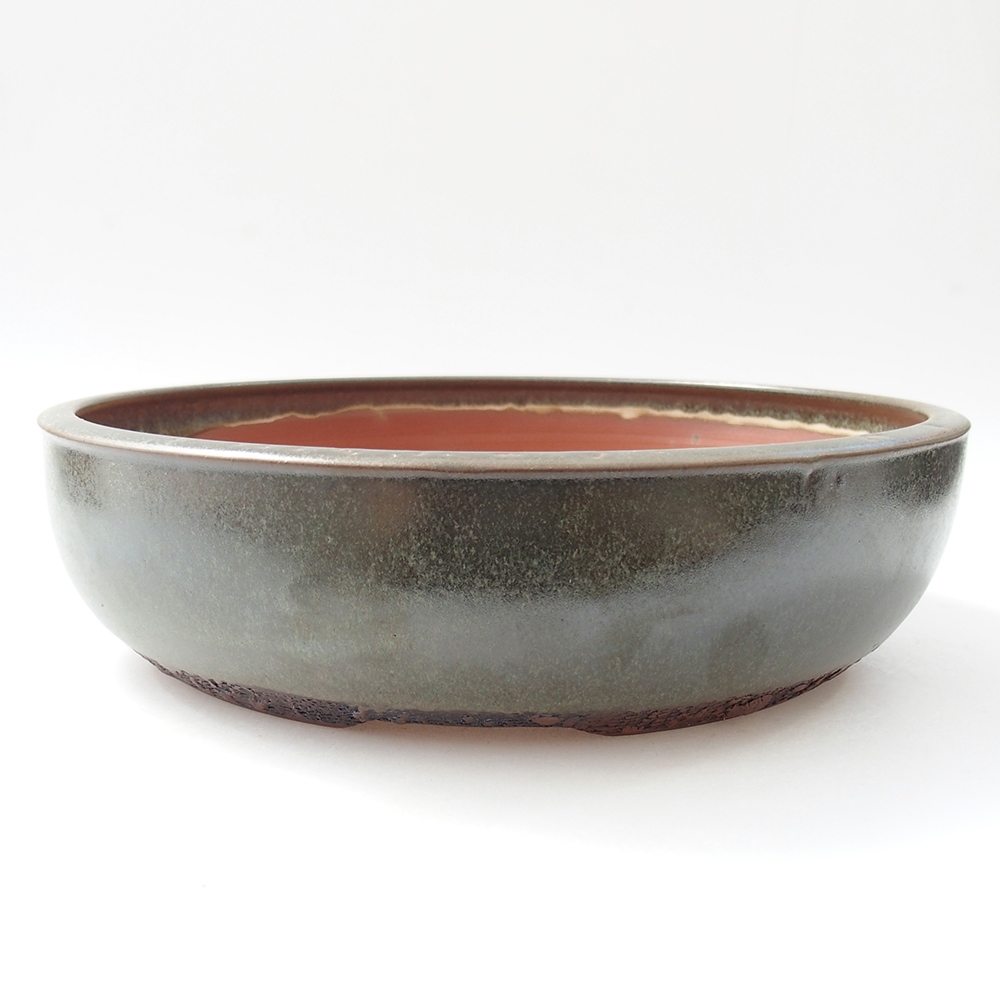 Bonsaischaal van keramiek 25,5 x 25,5 x 6,5 cm, groen