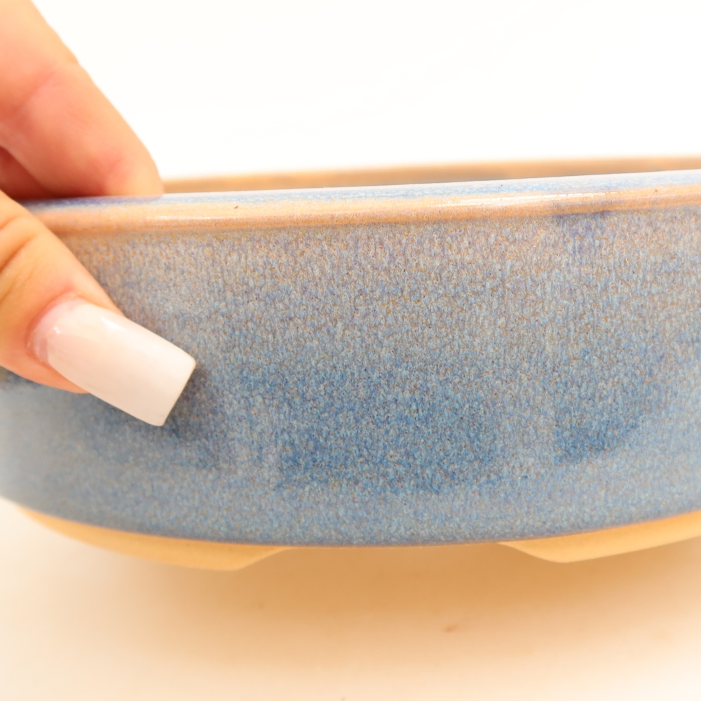 Keramische bonsaipot 22,5 x 22,5 x 6 cm, kleur: blauw