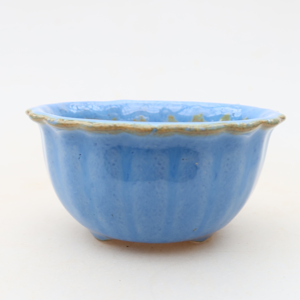 Keramische bonsaischaal 7 x 7 x 4 cm, kleur: blauw