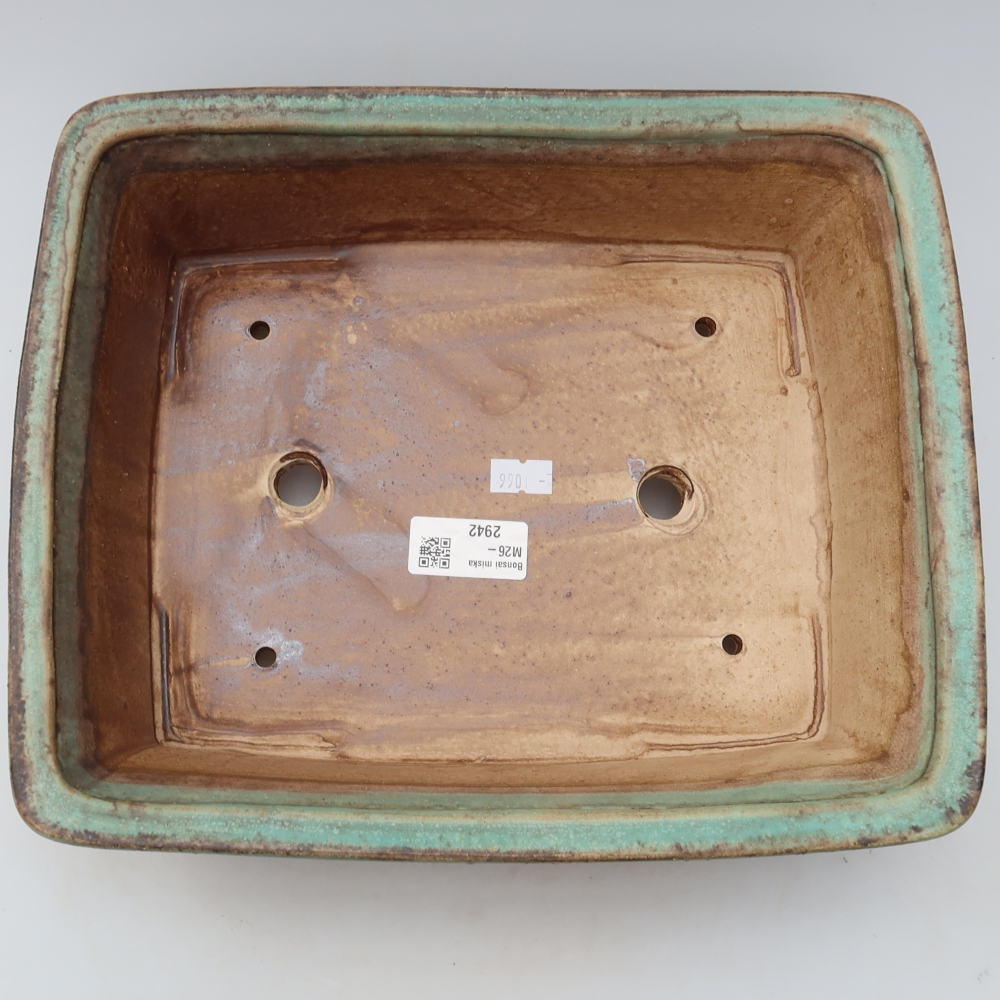 Keramische bonsaipot 29,5 x 24 x 8 cm, kleur groen