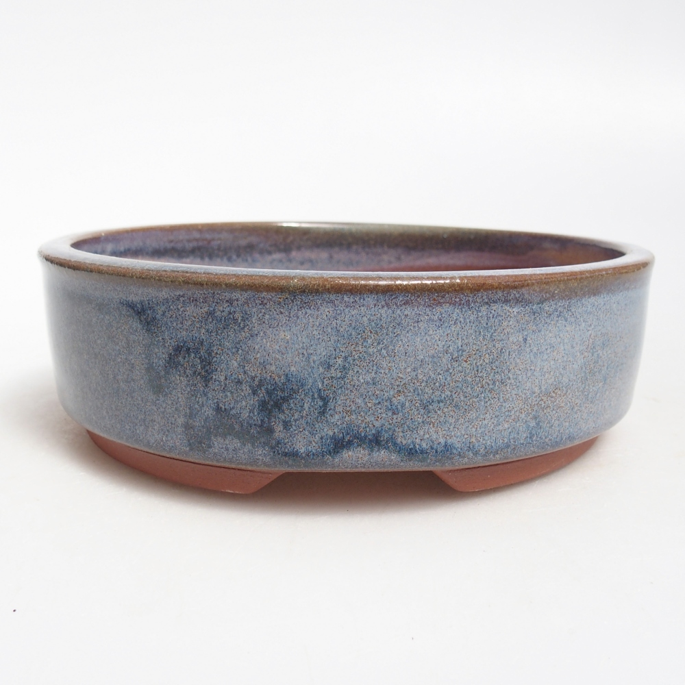 Bonsaischaal van keramiek 16 x 16 x 5 cm, kleur blauw