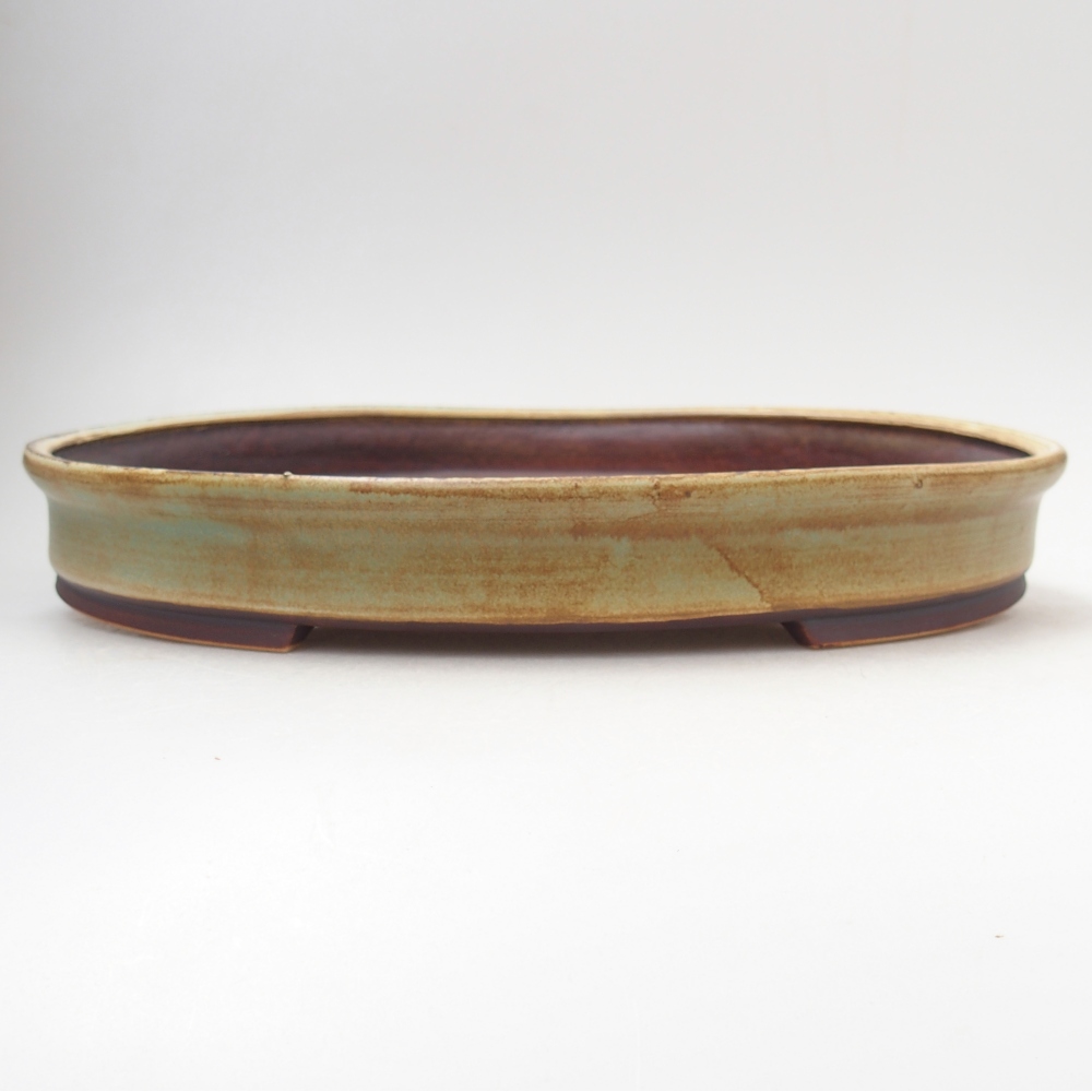 Bonsaischaal van keramiek 30 x 26,5 x 4 cm, groen