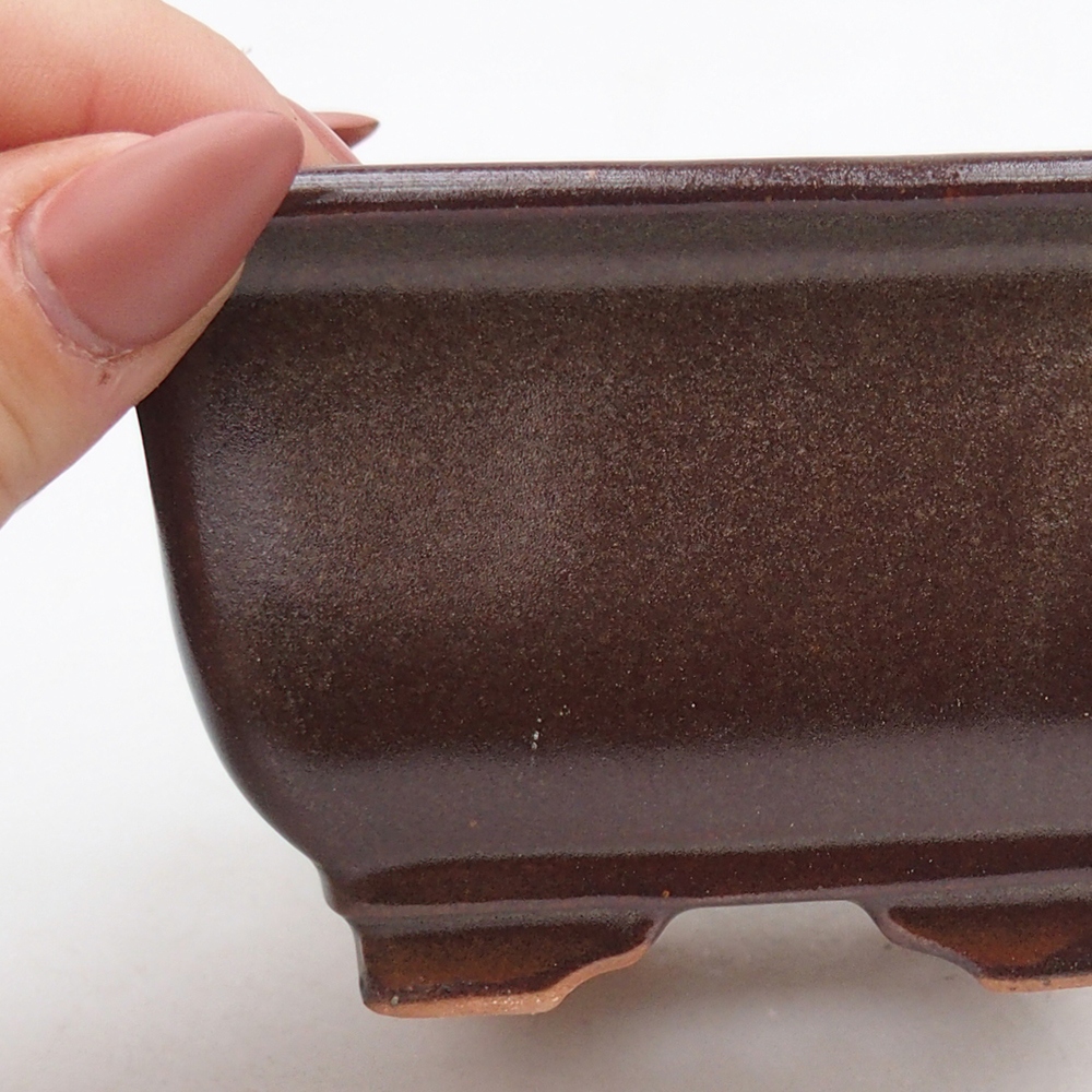 Bonsaischaal van keramiek 10 x 10 x 6 cm, bordeauxrood